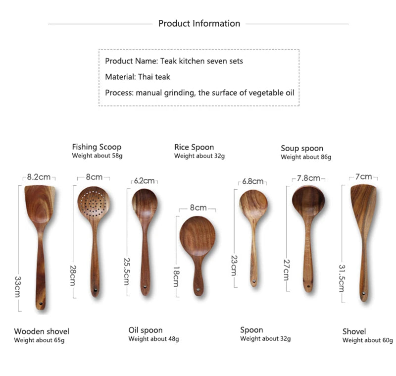 Teak Wooden Kitchen Utensil Set