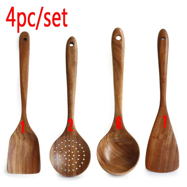 Teak Wooden Kitchen Utensil Set