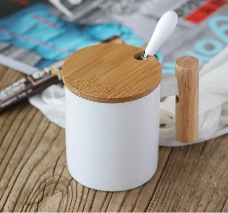 Ceramic Mug with Wooden Handle