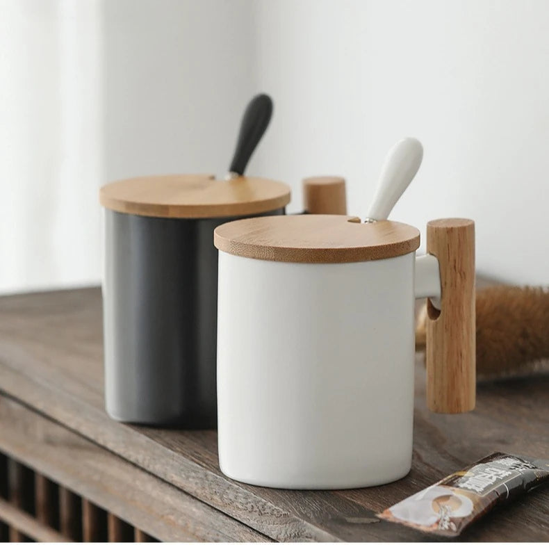 Ceramic Mug with Wooden Handle