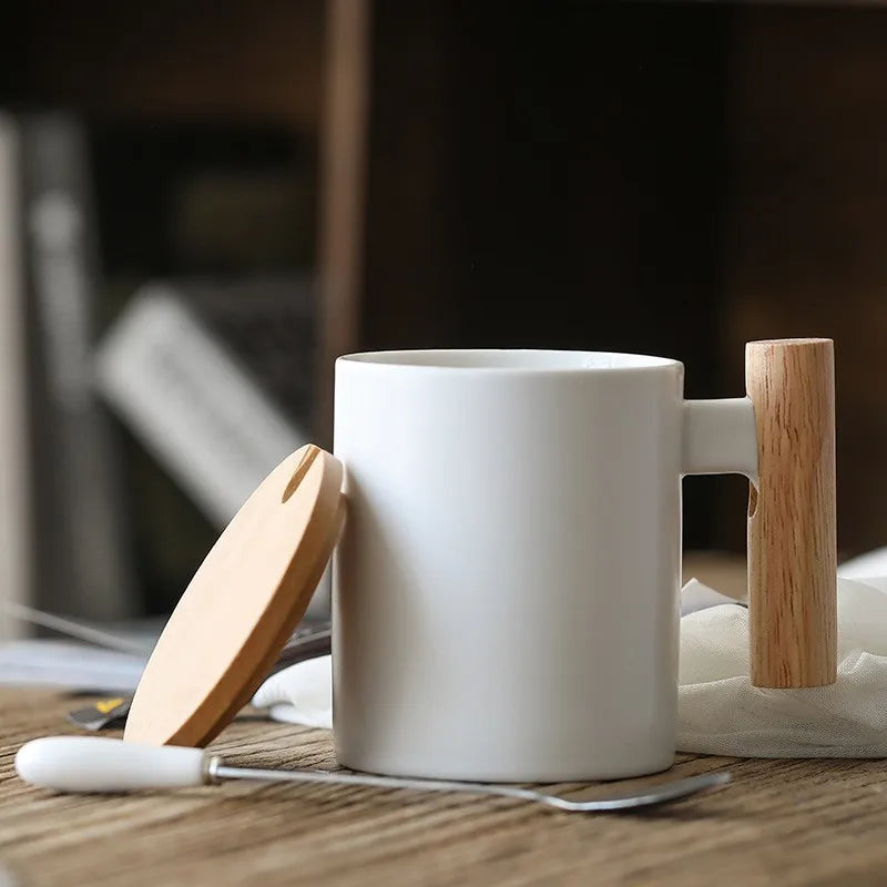 Ceramic Mug with Wooden Handle