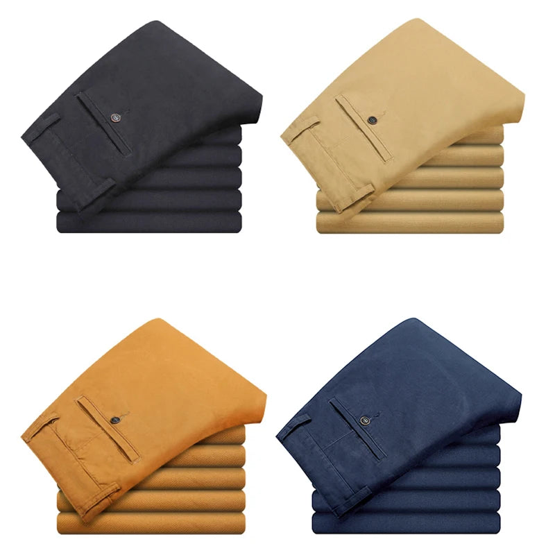 Stretch Cotton Straight Trousers