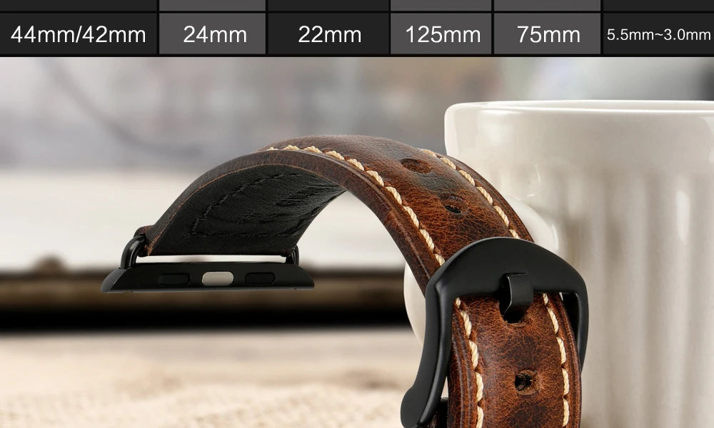 MAIKES Vintage Leather Strap for Apple Watch