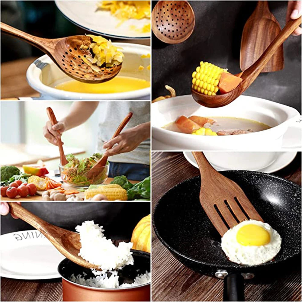 Teak Wooden Kitchen Utensil Set