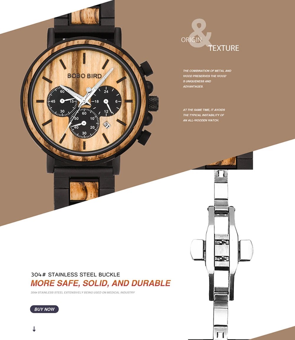 Men’s Wooden Chronograph Watch