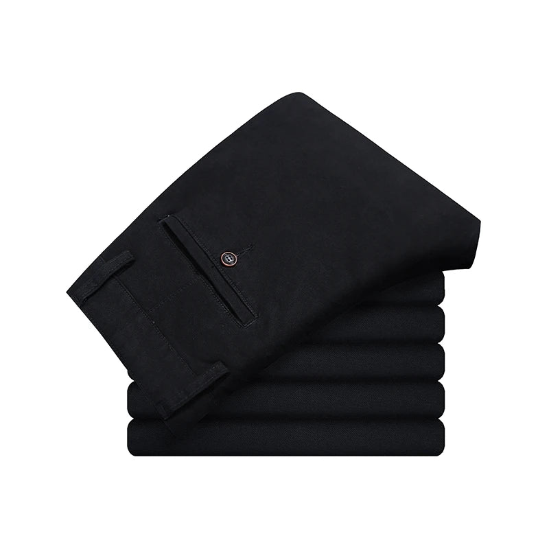 Stretch Cotton Straight Trousers
