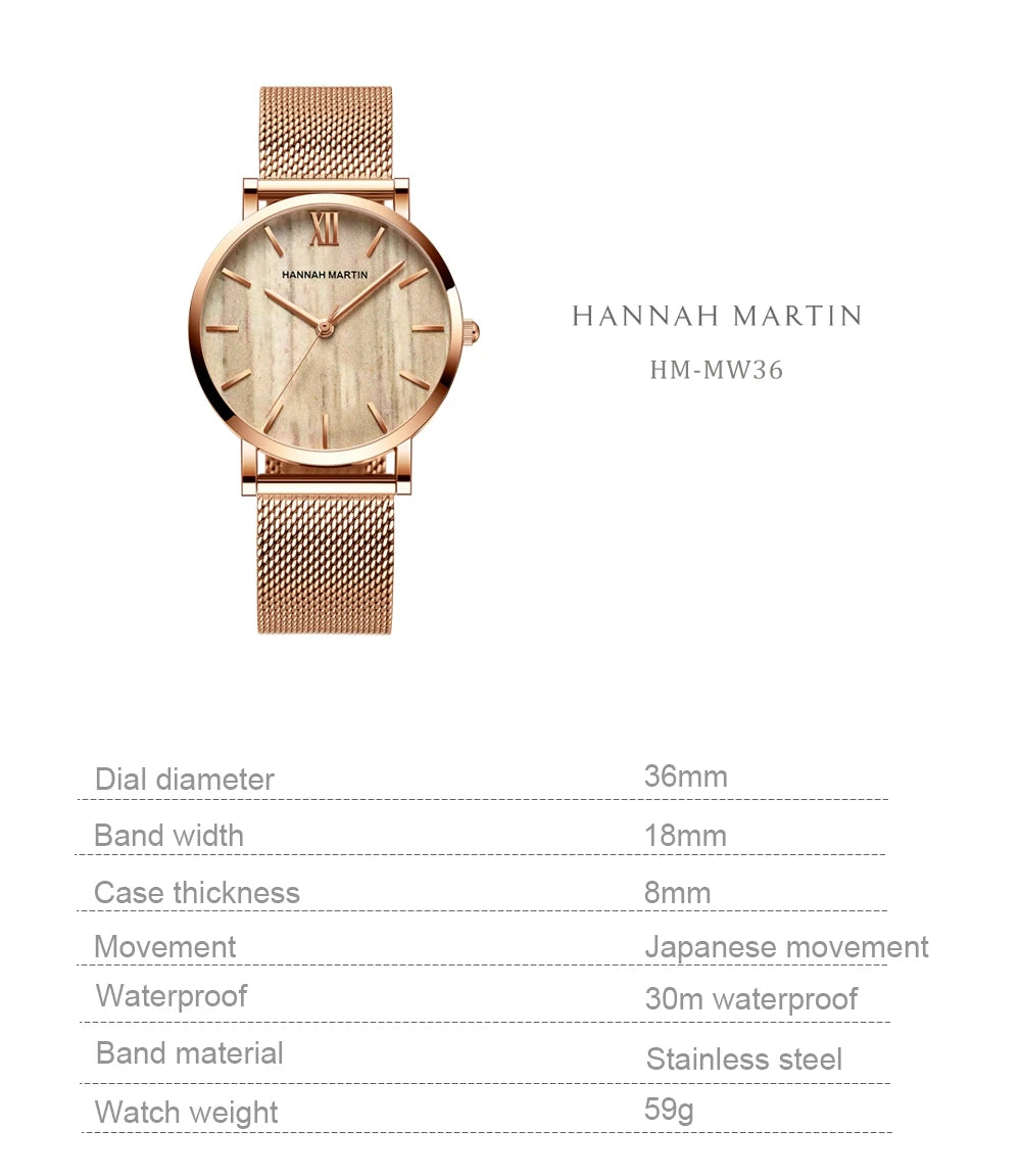 Hannah Martin Rose Gold Ladies’ Quartz Watch
