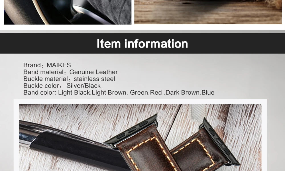 MAIKES Vintage Leather Strap for Apple Watch