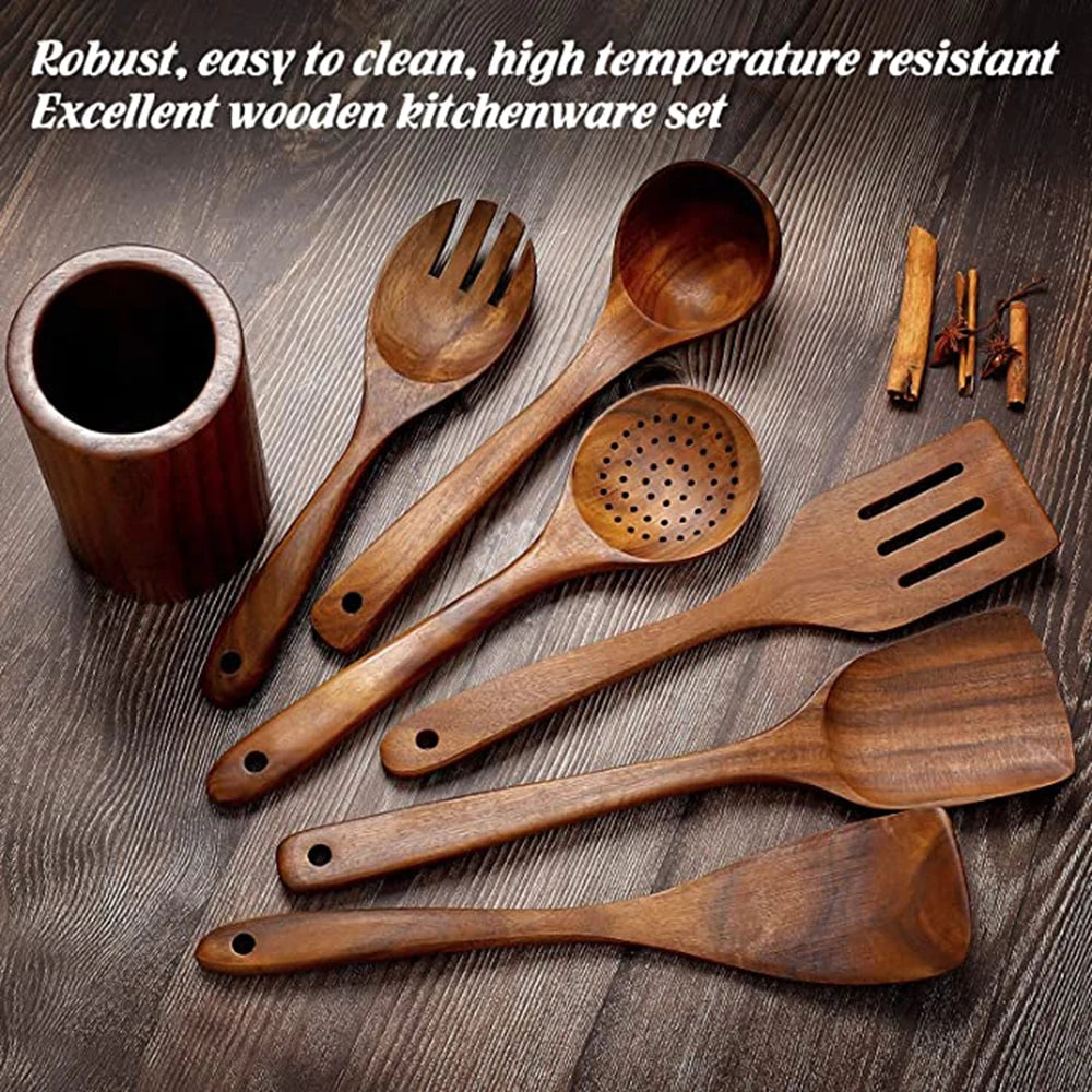 Teak Wooden Kitchen Utensil Set
