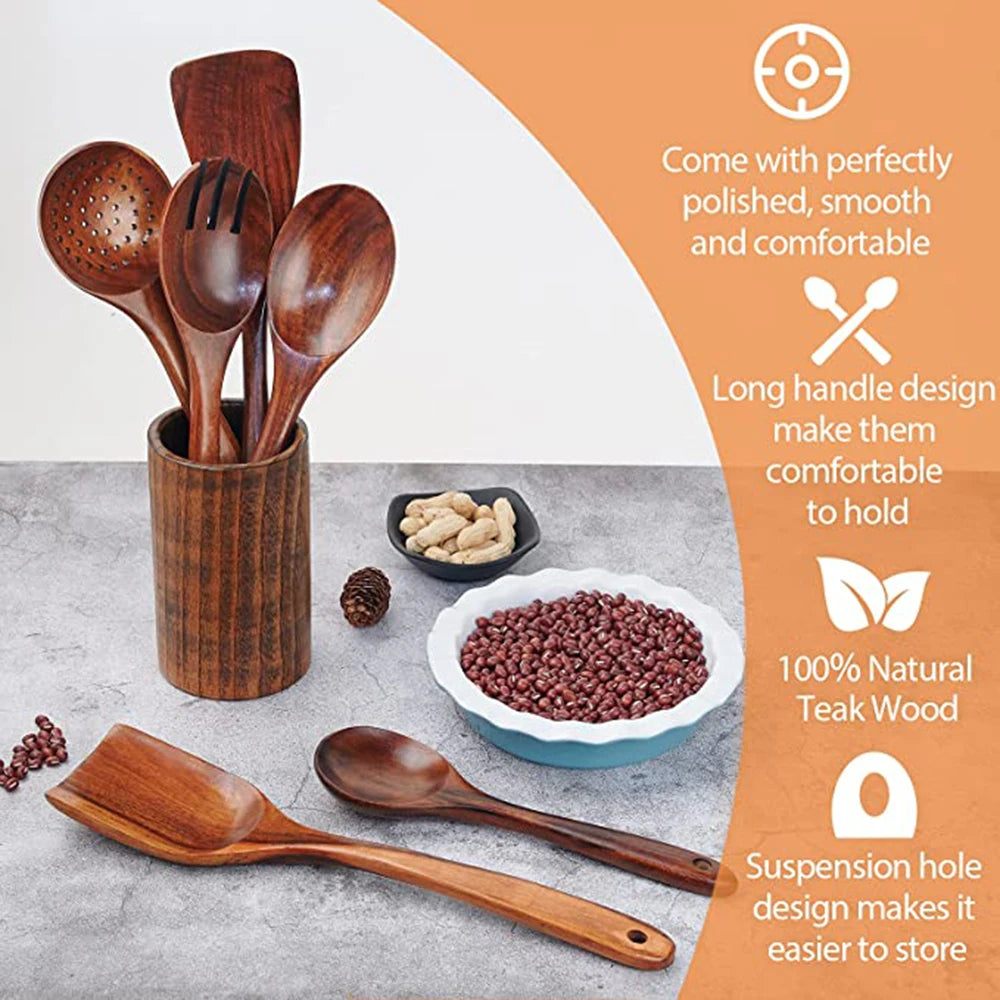 Teak Wooden Kitchen Utensil Set