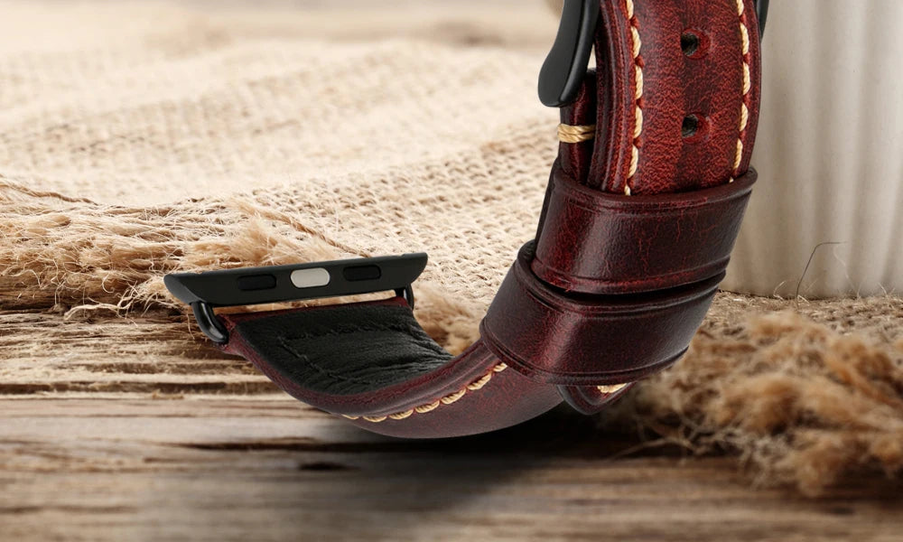 MAIKES Vintage Leather Strap for Apple Watch