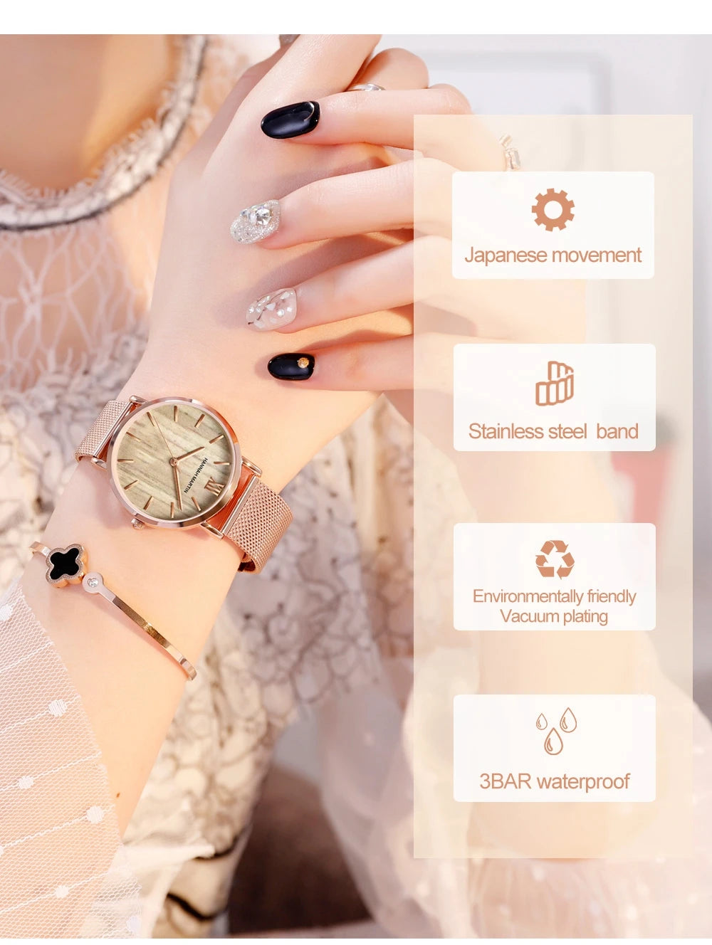 Hannah Martin Rose Gold Ladies’ Quartz Watch