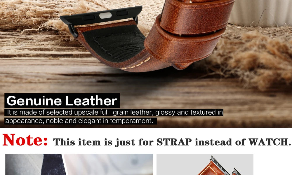 MAIKES Vintage Leather Strap for Apple Watch