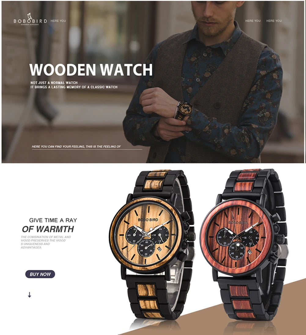 Men’s Wooden Chronograph Watch