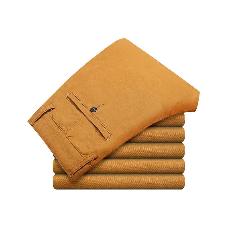 Stretch Cotton Straight Trousers
