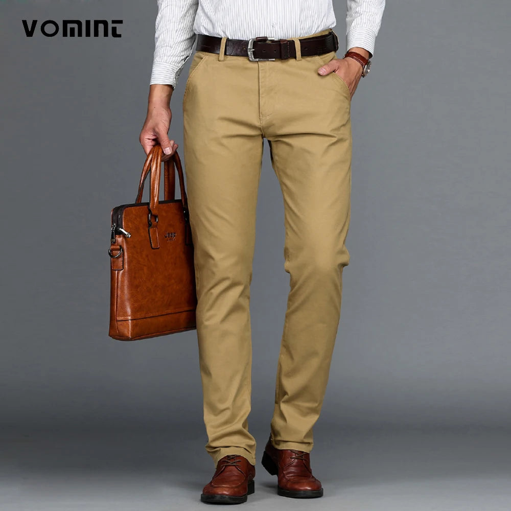 Stretch Cotton Straight Trousers