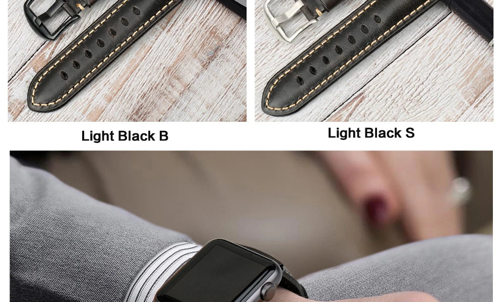 MAIKES Vintage Leather Strap for Apple Watch