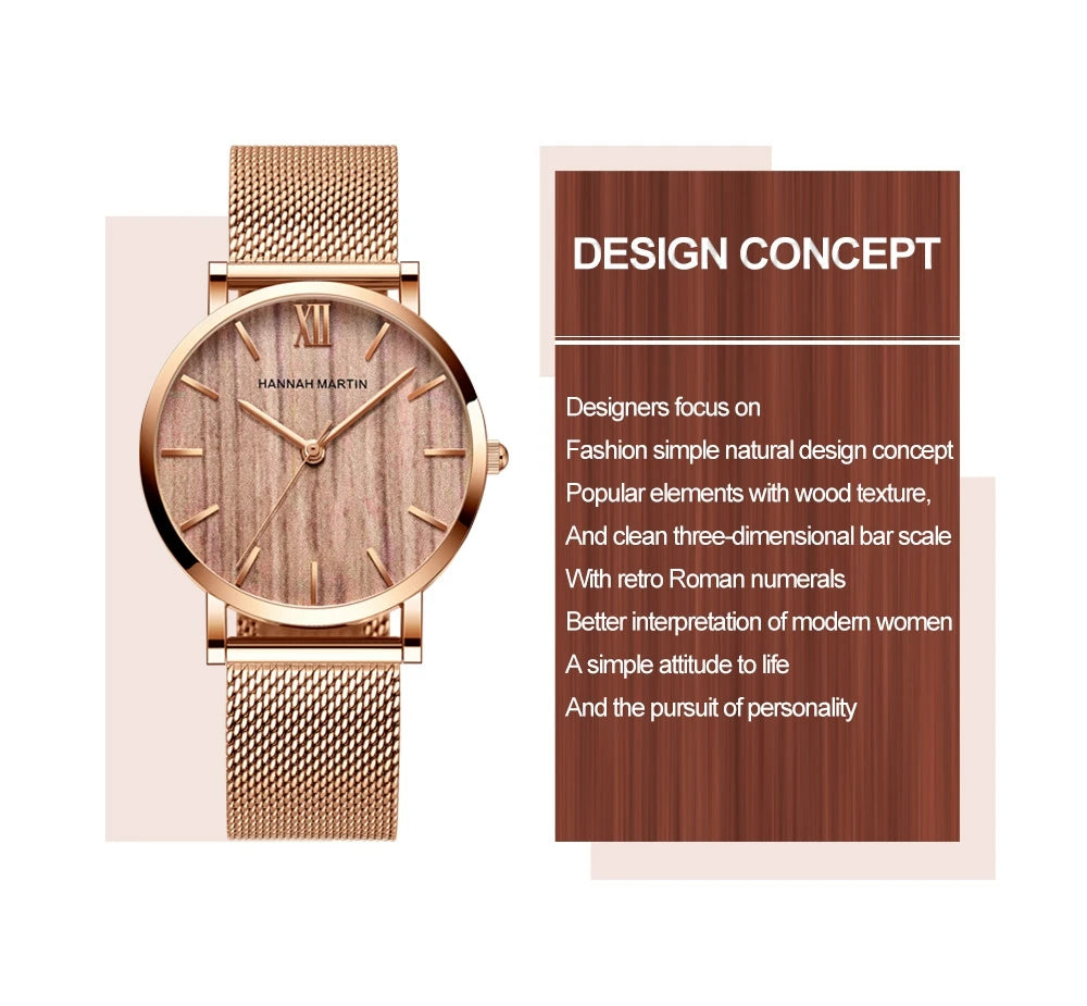 Hannah Martin Rose Gold Ladies’ Quartz Watch