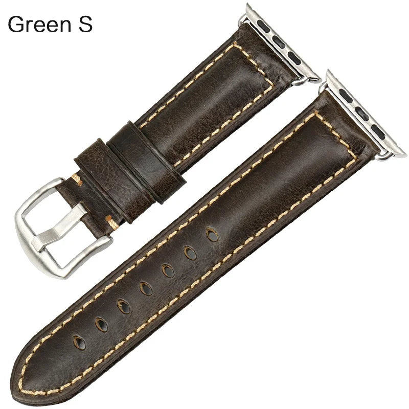 MAIKES Vintage Leather Strap for Apple Watch