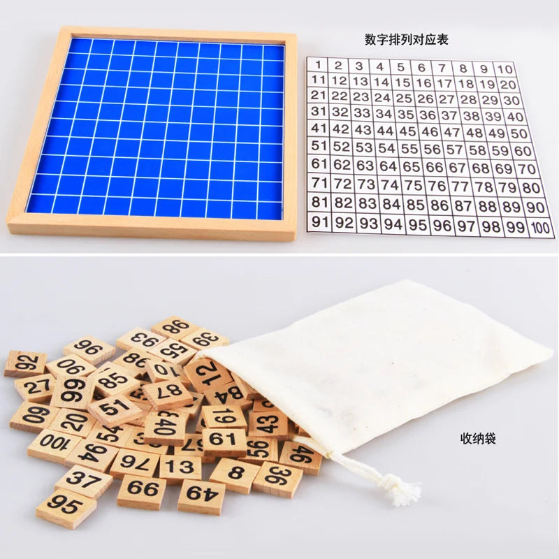Montessori Wooden Number Puzzle – 1 to 100 Counting & Cognitive Toy