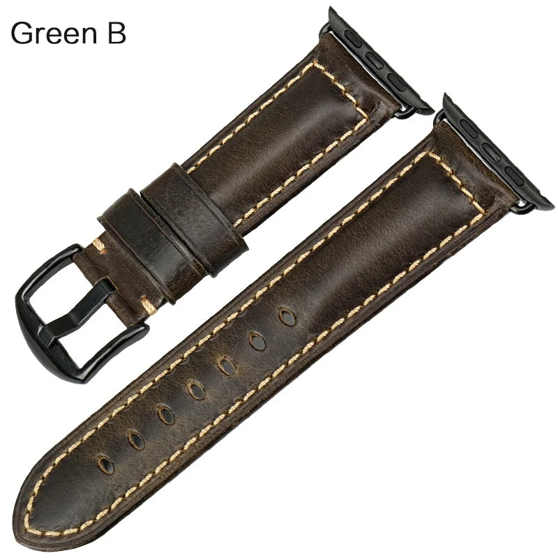 MAIKES Vintage Leather Strap for Apple Watch