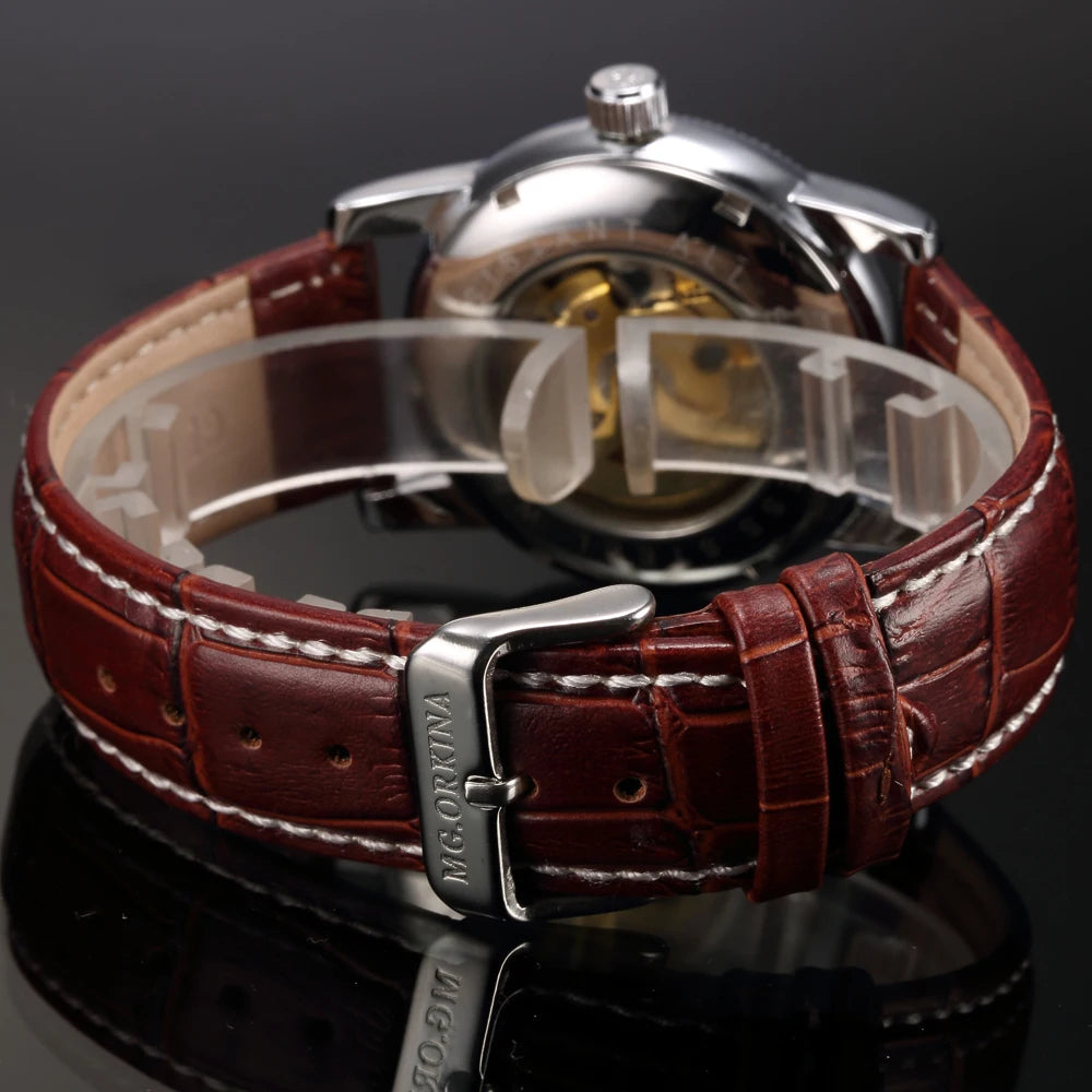 MG ORKINA Men’s Golden Skeleton Mechanical Watch
