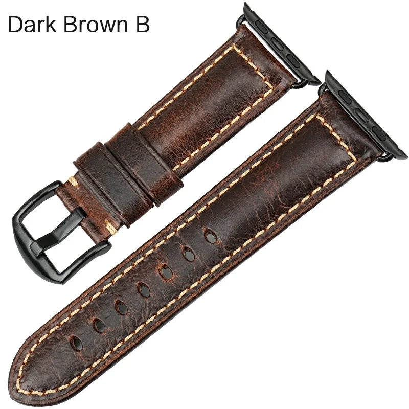 MAIKES Vintage Leather Strap for Apple Watch