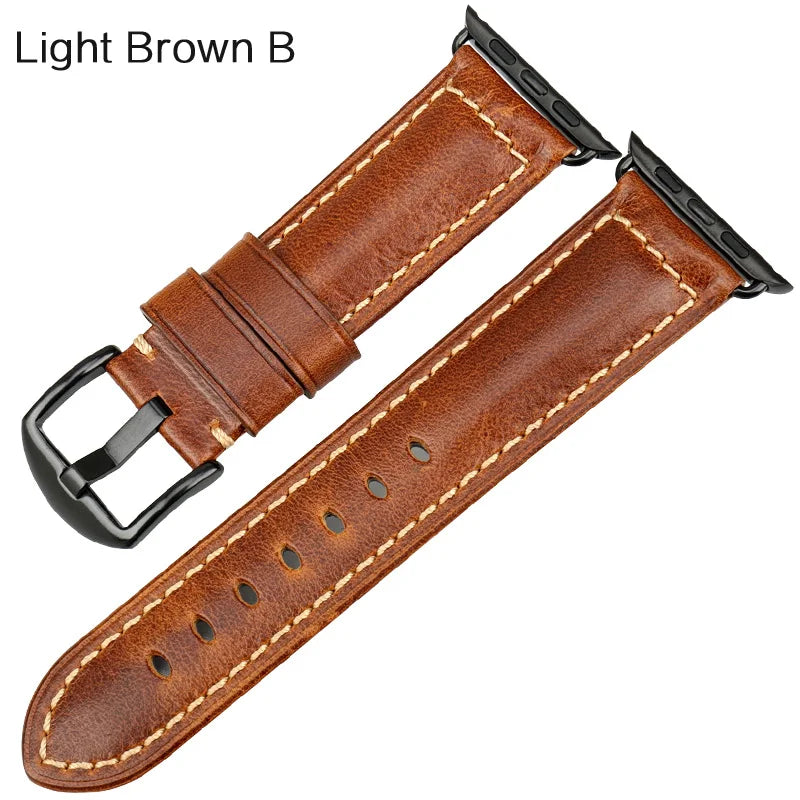 MAIKES Vintage Leather Strap for Apple Watch