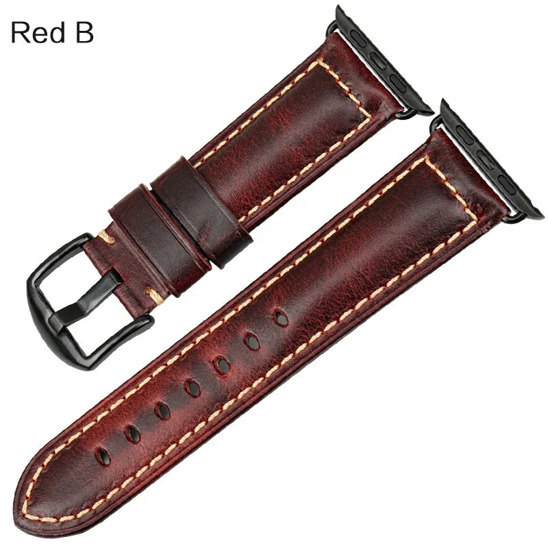MAIKES Vintage Leather Strap for Apple Watch