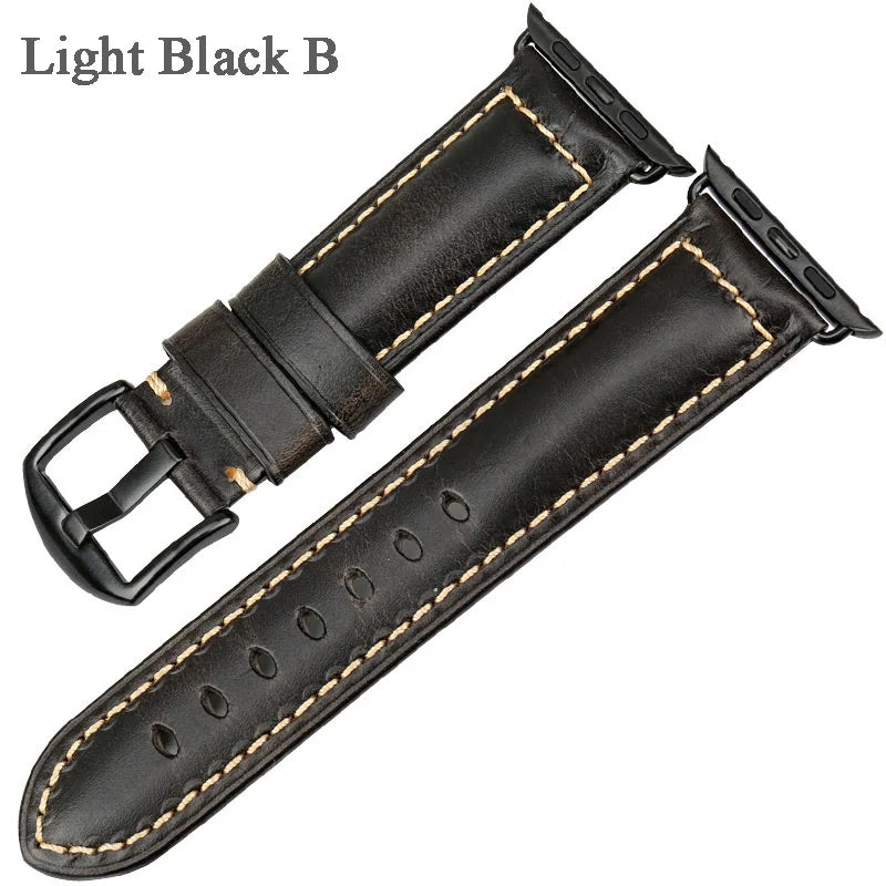 MAIKES Vintage Leather Strap for Apple Watch
