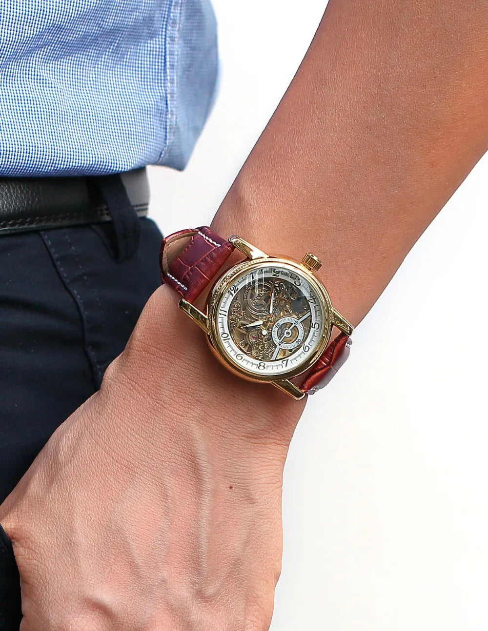 MG ORKINA Men’s Golden Skeleton Mechanical Watch