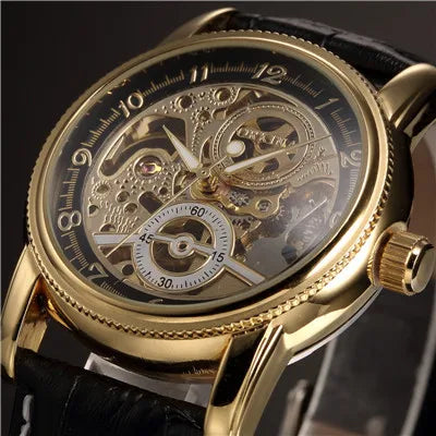 MG ORKINA Men’s Golden Skeleton Mechanical Watch