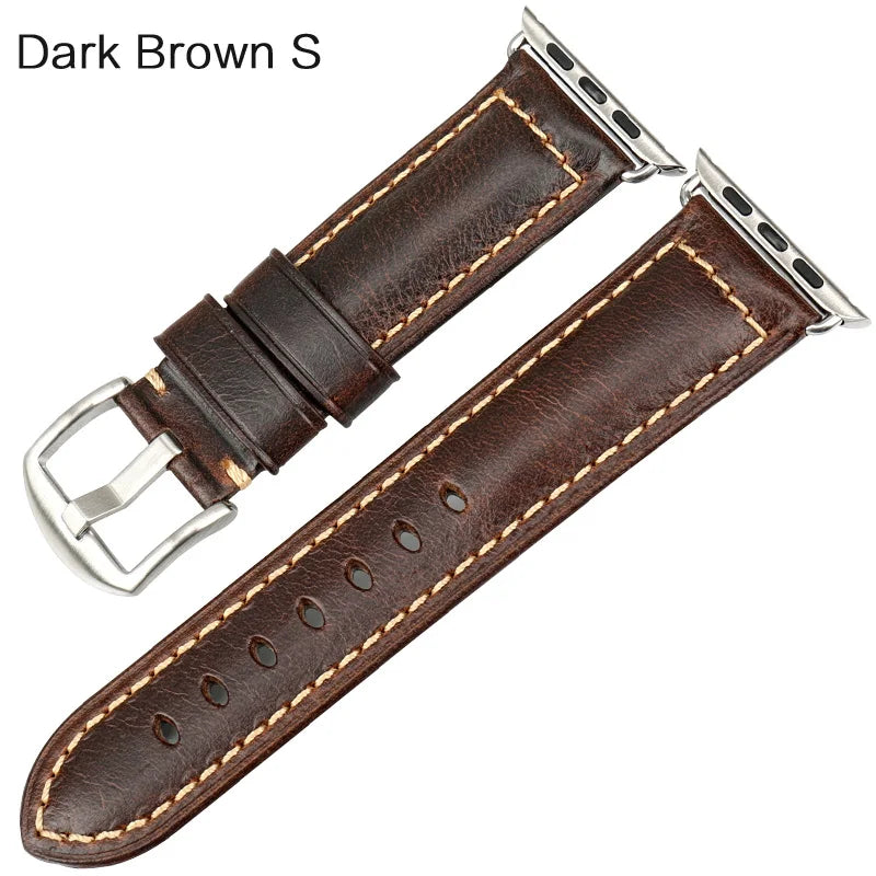 MAIKES Vintage Leather Strap for Apple Watch