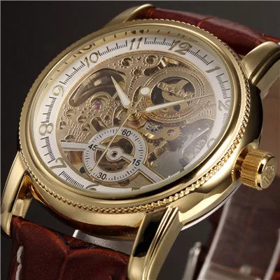 MG ORKINA Men’s Golden Skeleton Mechanical Watch