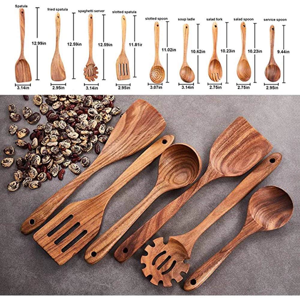Teak Wooden Kitchen Utensil Set