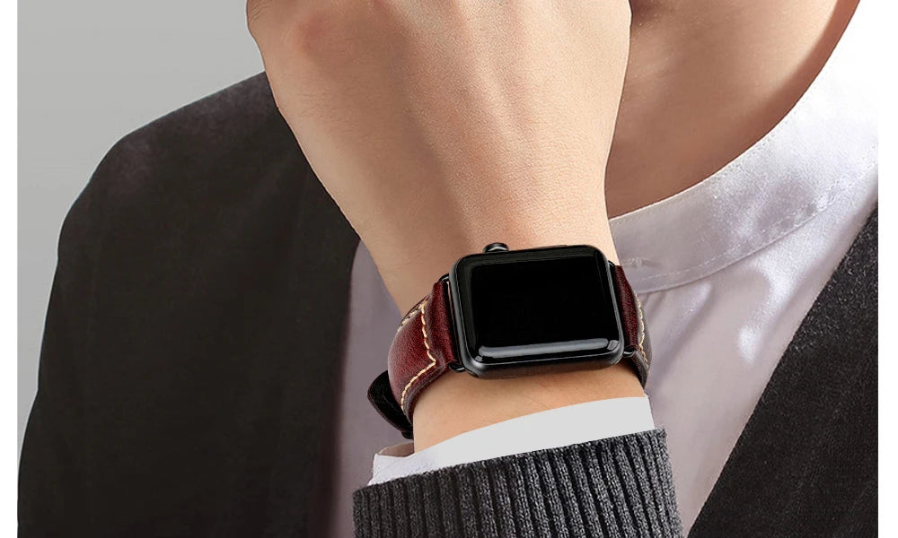 MAIKES Vintage Leather Strap for Apple Watch
