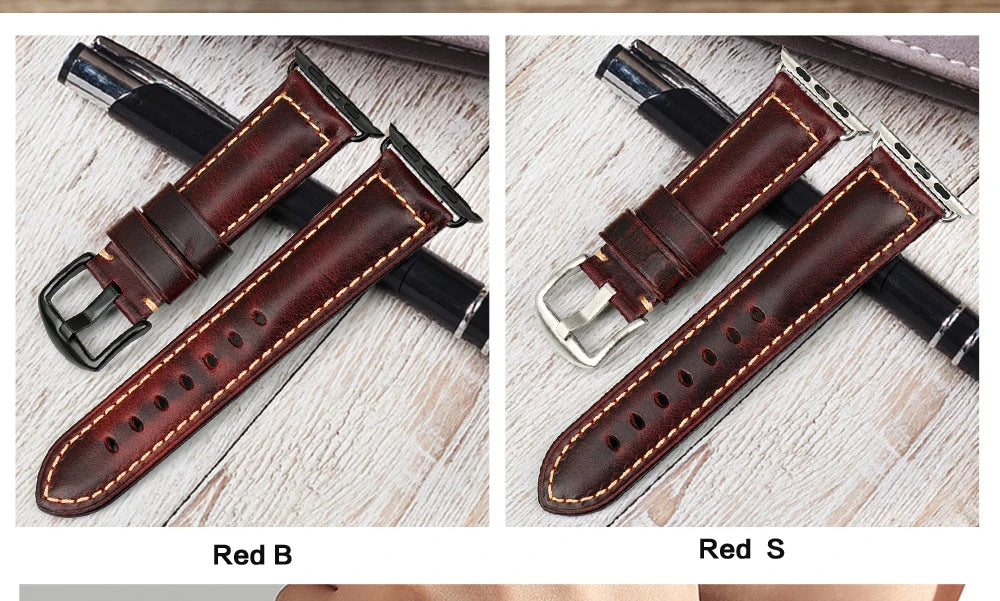MAIKES Vintage Leather Strap for Apple Watch