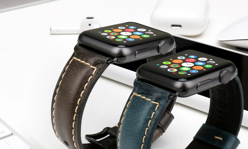 MAIKES Vintage Leather Strap for Apple Watch