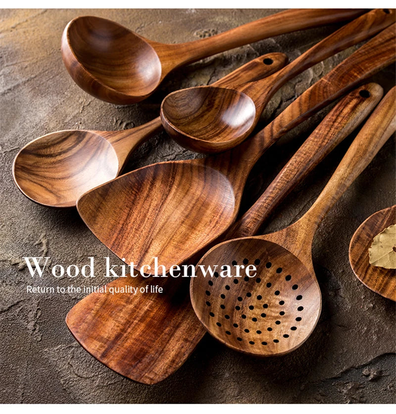 Teak Wooden Kitchen Utensil Set