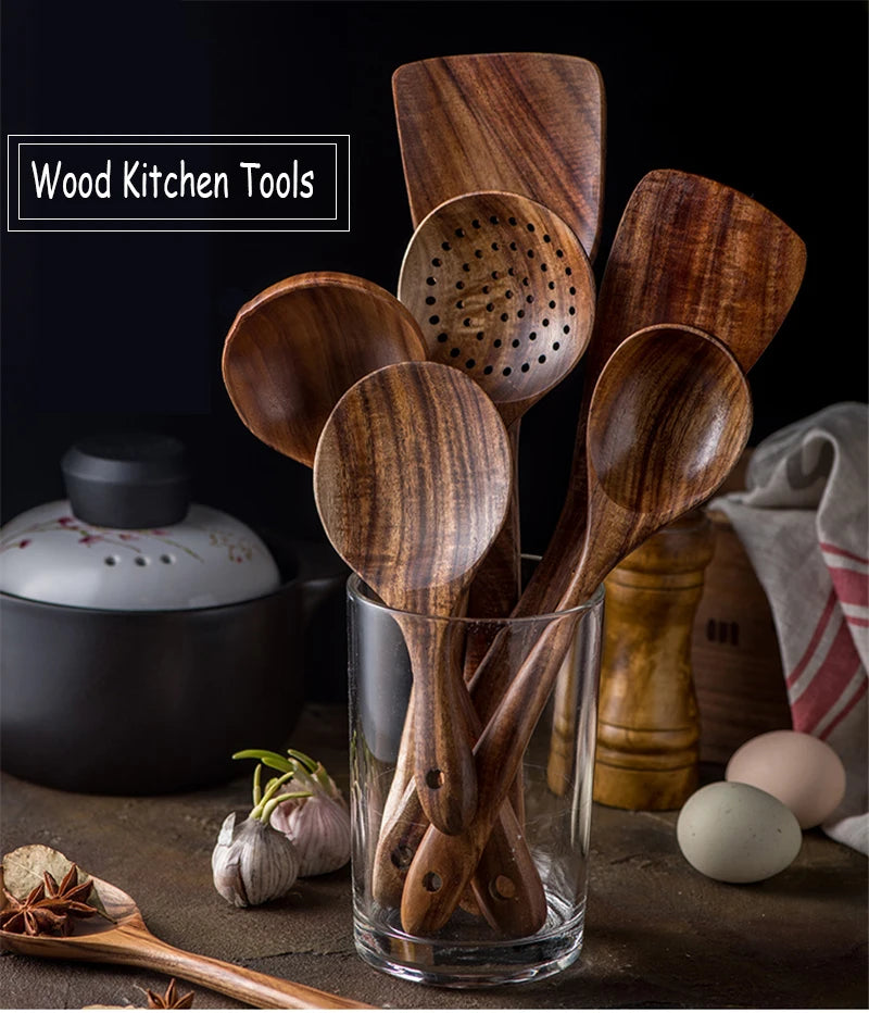 Teak Wooden Kitchen Utensil Set