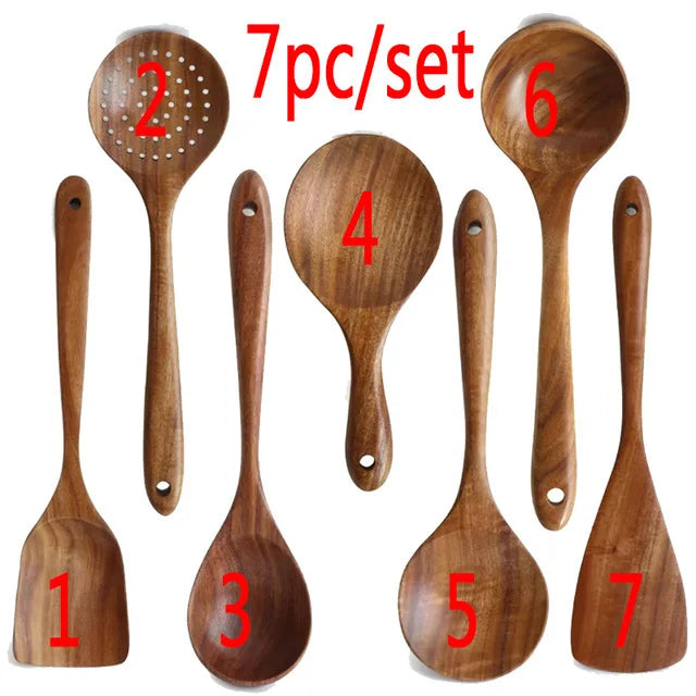 Teak Wooden Kitchen Utensil Set