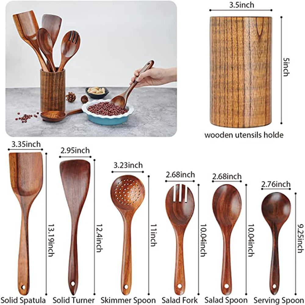 Teak Wooden Kitchen Utensil Set