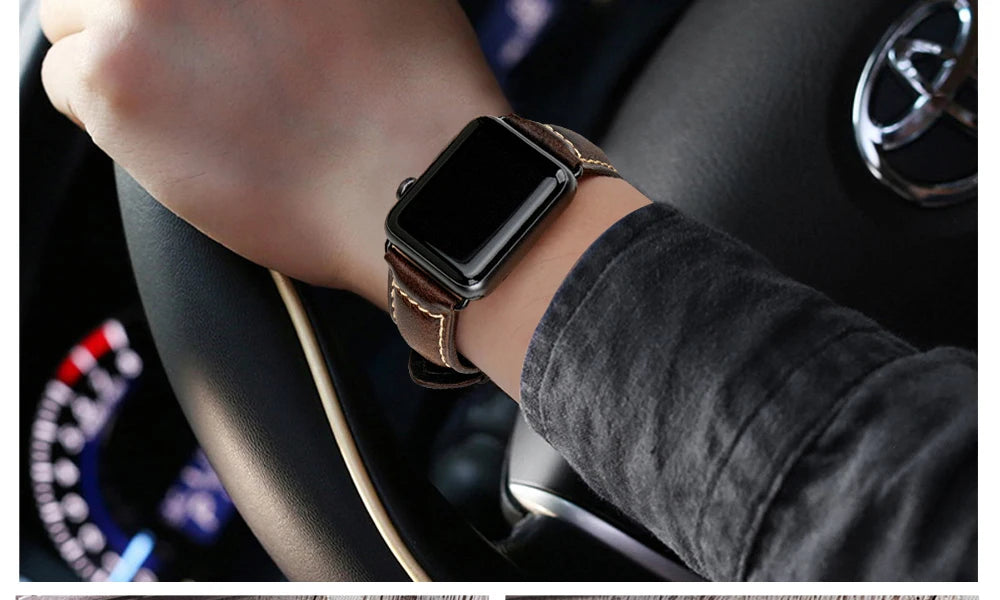 MAIKES Vintage Leather Strap for Apple Watch