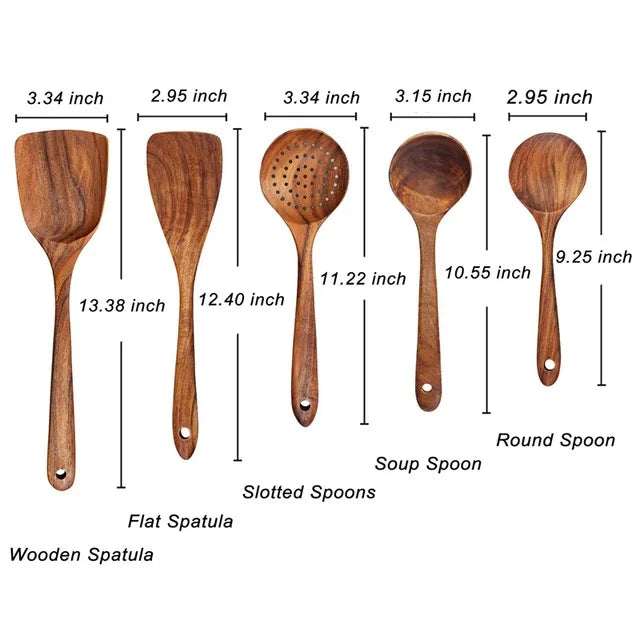 Teak Wooden Kitchen Utensil Set