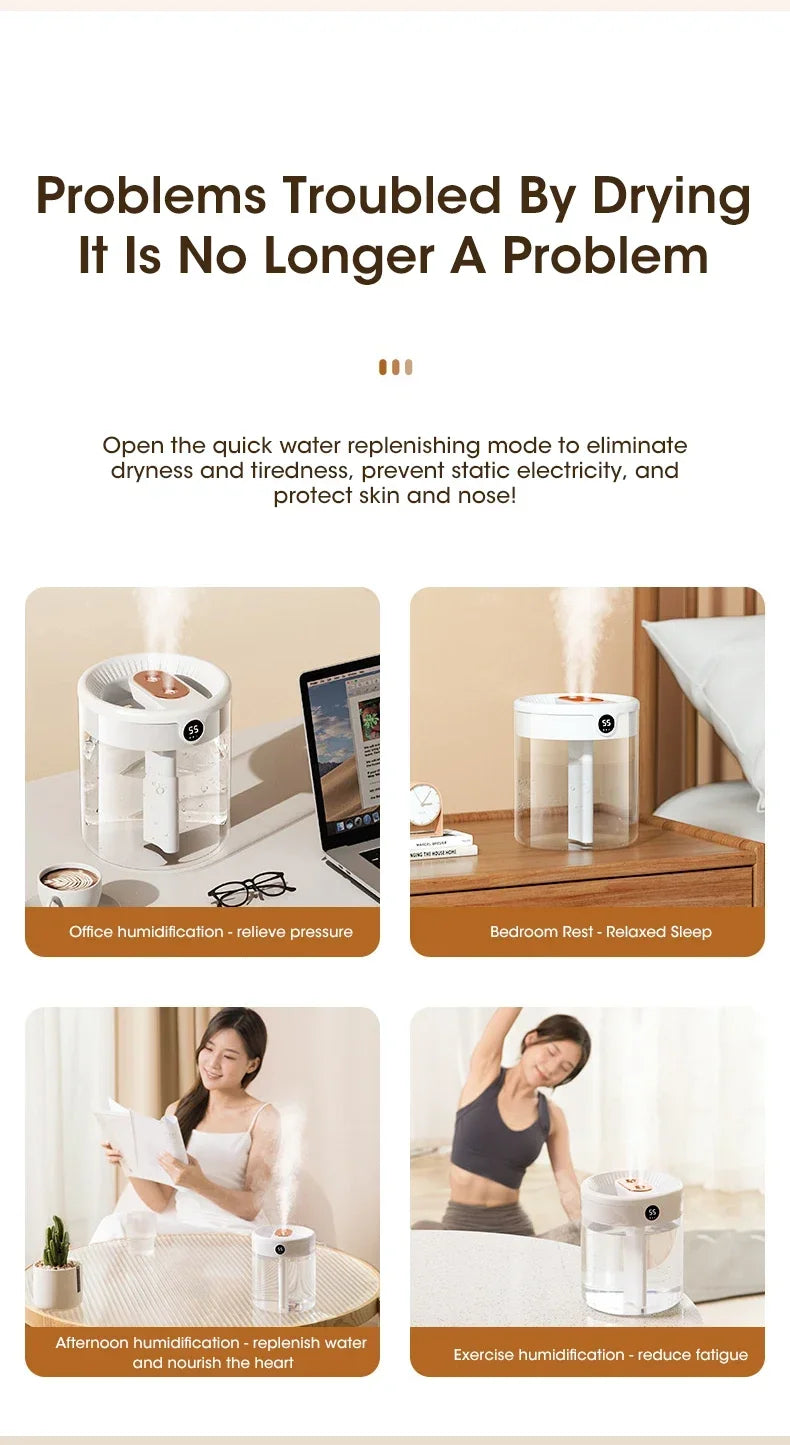 Dual Nozzle Humidifier with Night Light – 2L