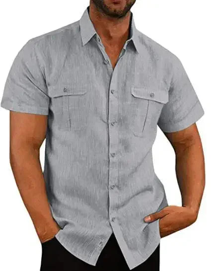 Men’s Cotton Linen Short Sleeve Shirt