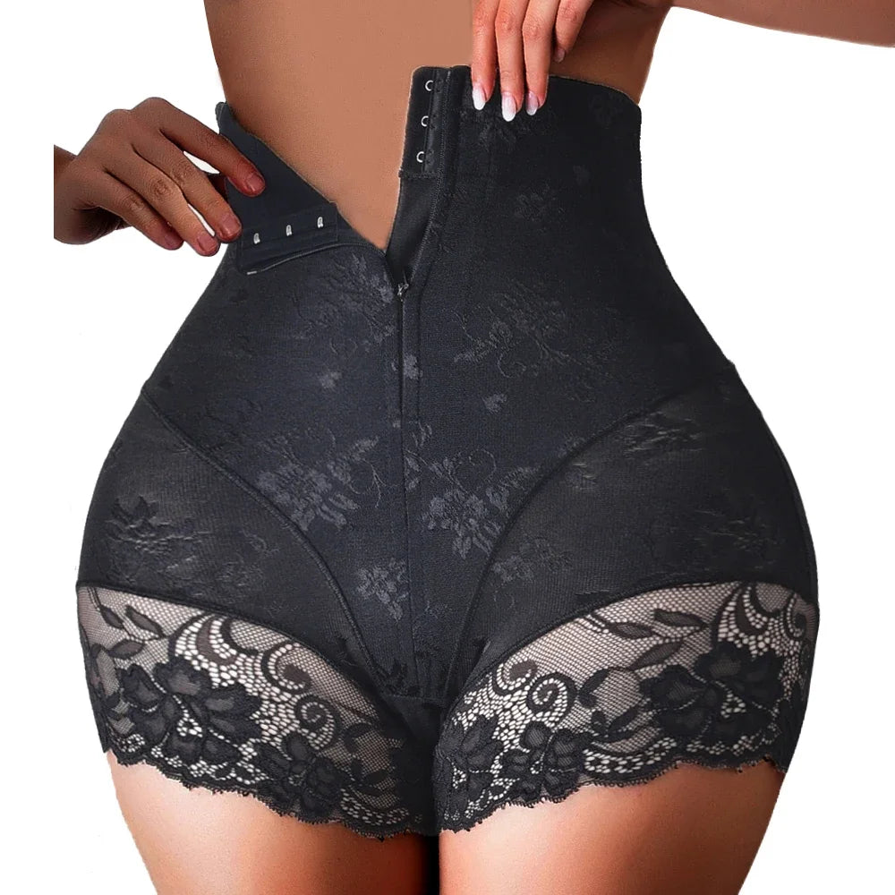 High‑Waist Zipper Trainer Shaper Shorts