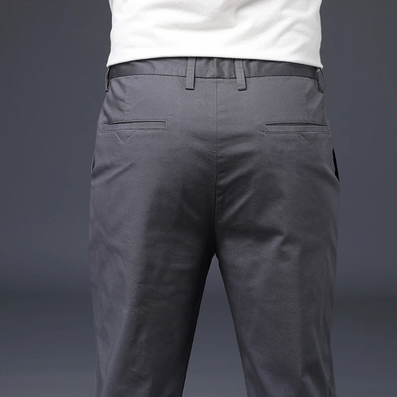Stretch Cotton Straight Trousers