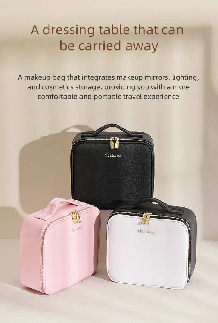 Makeup Travel Train Case with LED Mirror