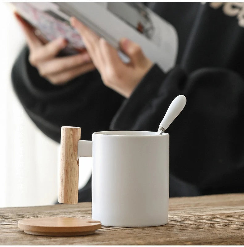 Ceramic Mug with Wooden Handle
